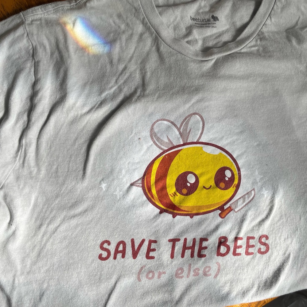 Light Blue Save the Bees ( or else) Cute graphic t